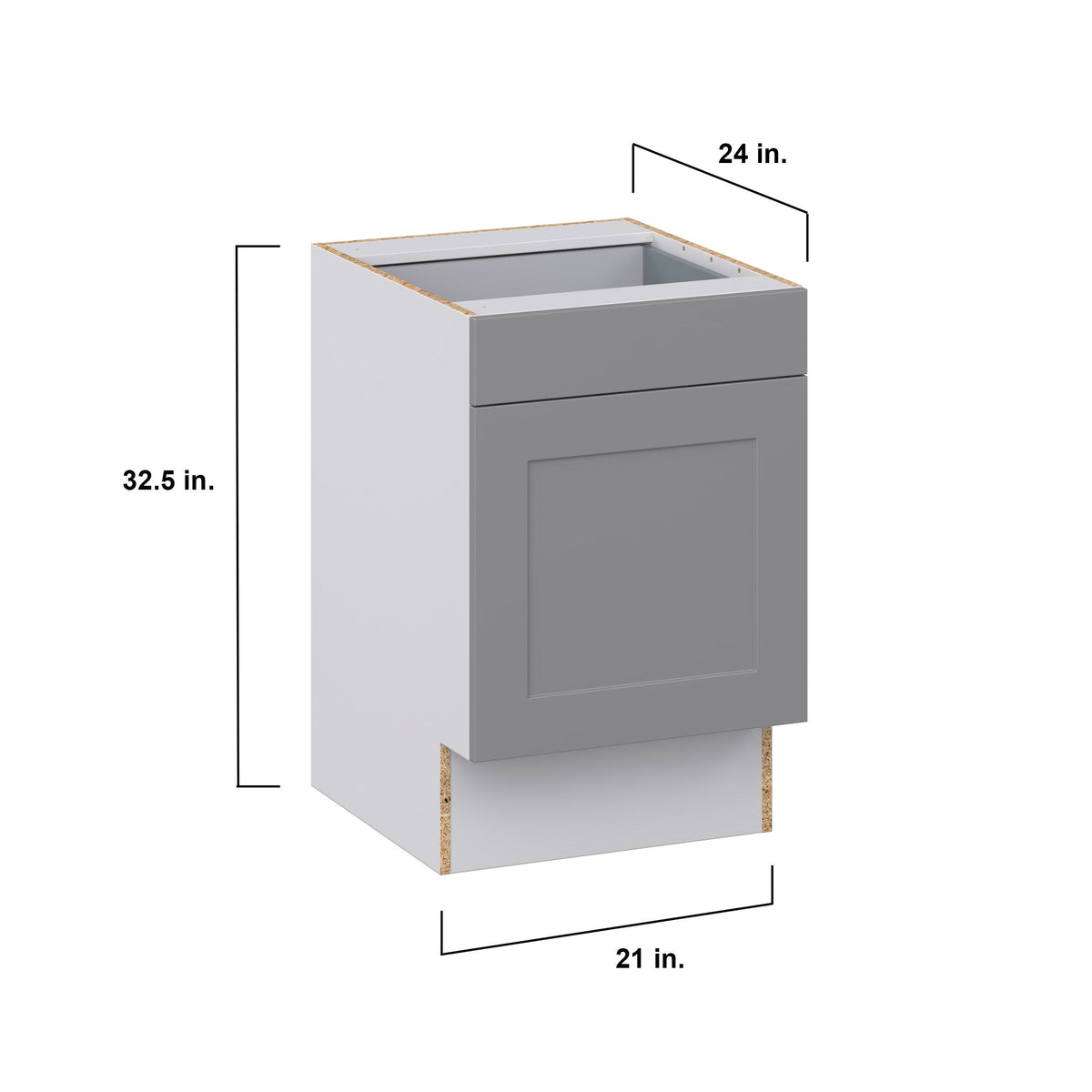 Hugo&Borg Beaumont 21-in W x 34.5-in H x 24-in D Slate Gray 1-Drawer Base Fully Assembled Cabinet (Recessed Panel Shaker Style)