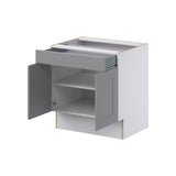 Hugo&Borg Beaumont 30-in W x 32.5-in H x 25-in D Slate Gray 1-Drawer Base Fully Assembled Cabinet (Recessed Panel Shaker Style)