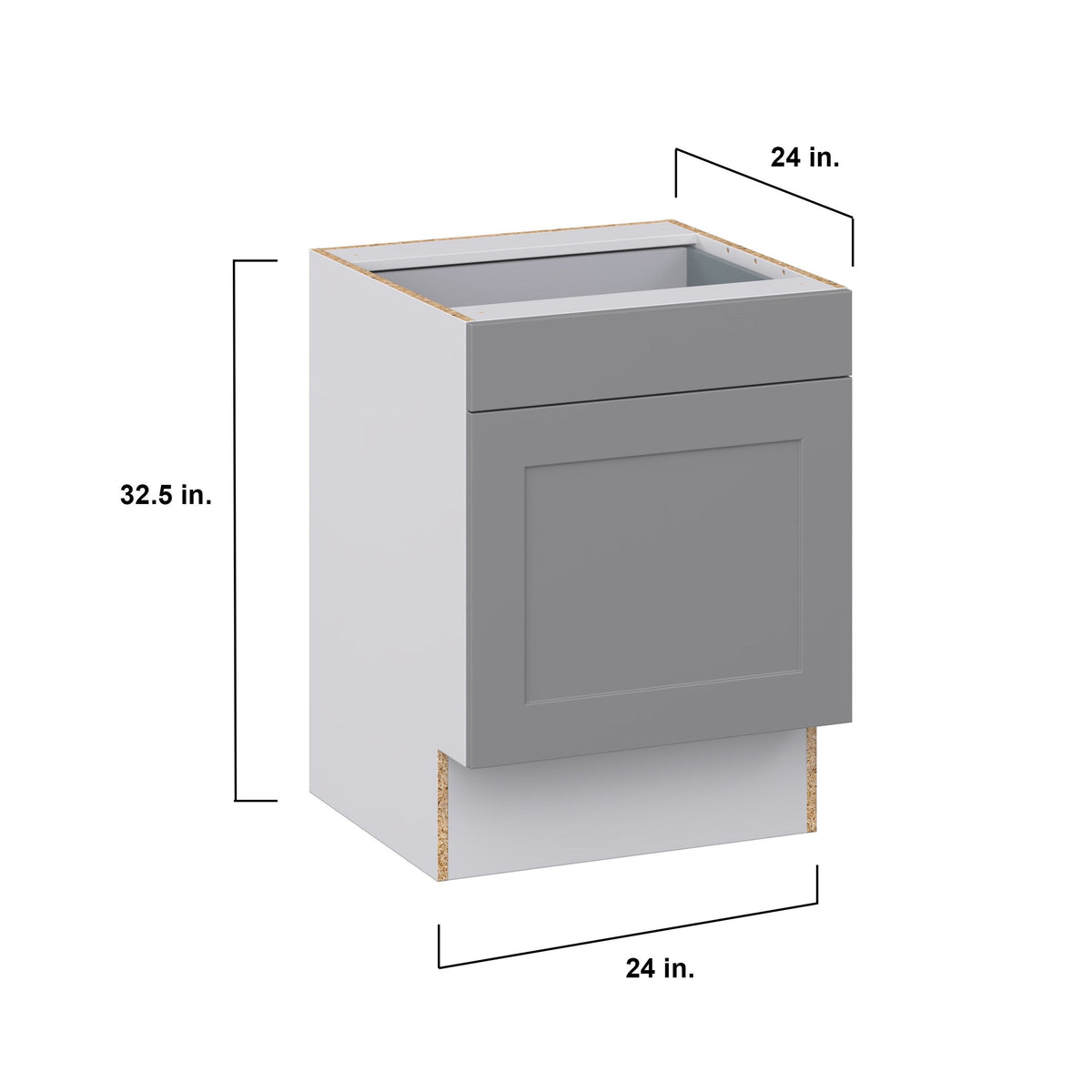 Hugo&Borg Beaumont 24-in W x 34.5-in H x 25-in D Slate Gray 1-Drawer Base Fully Assembled Cabinet (Recessed Panel Shaker Style)