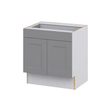 Hugo&Borg Beaumont 30-in W x 32.5-in H x 25-in D Slate Gray 1-Drawer Base Fully Assembled Cabinet (Recessed Panel Shaker Style)