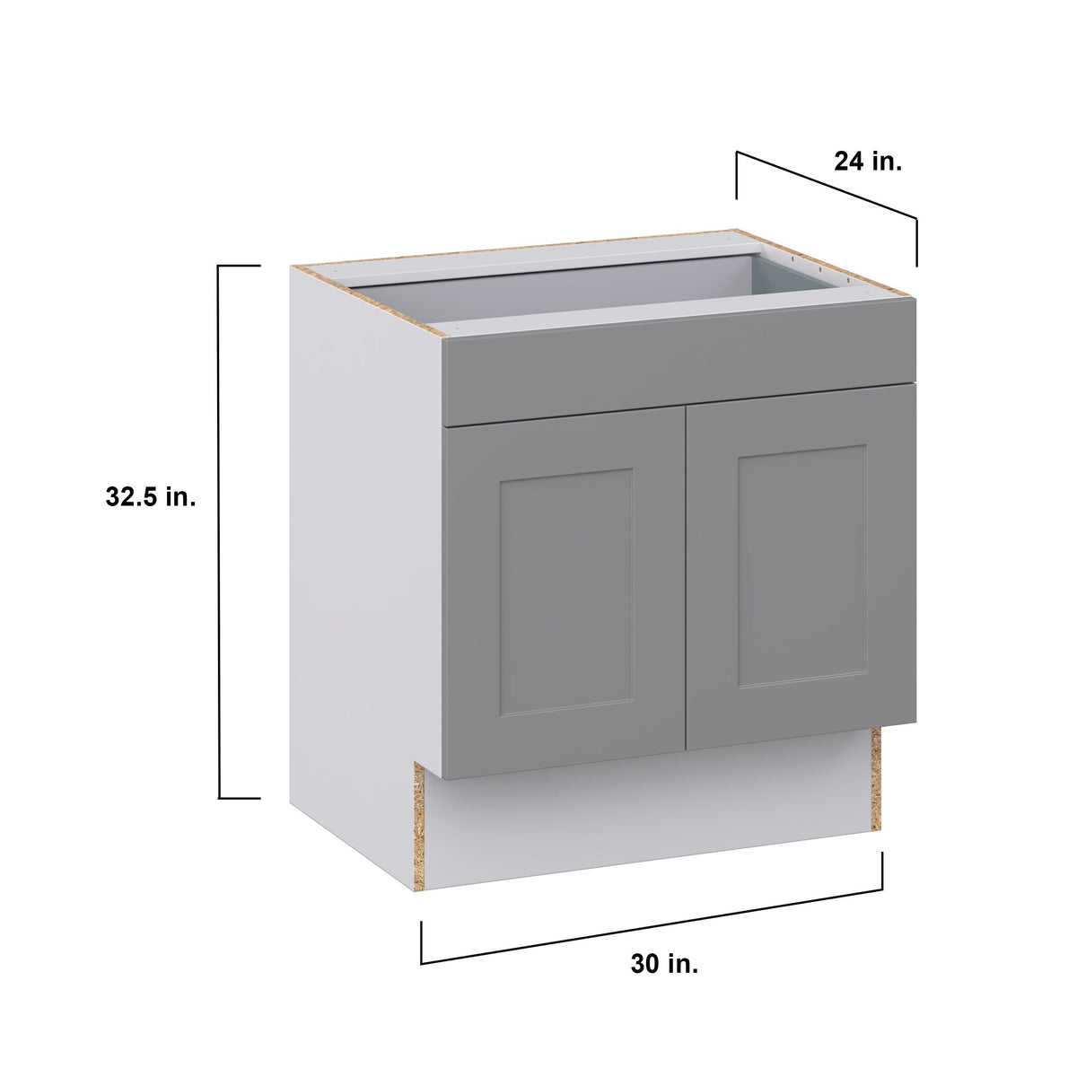 Hugo&Borg Beaumont 30-in W x 32.5-in H x 25-in D Slate Gray 1-Drawer Base Fully Assembled Cabinet (Recessed Panel Shaker Style)