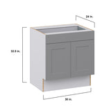 Hugo&Borg Beaumont 30-in W x 32.5-in H x 25-in D Slate Gray 1-Drawer Base Fully Assembled Cabinet (Recessed Panel Shaker Style)