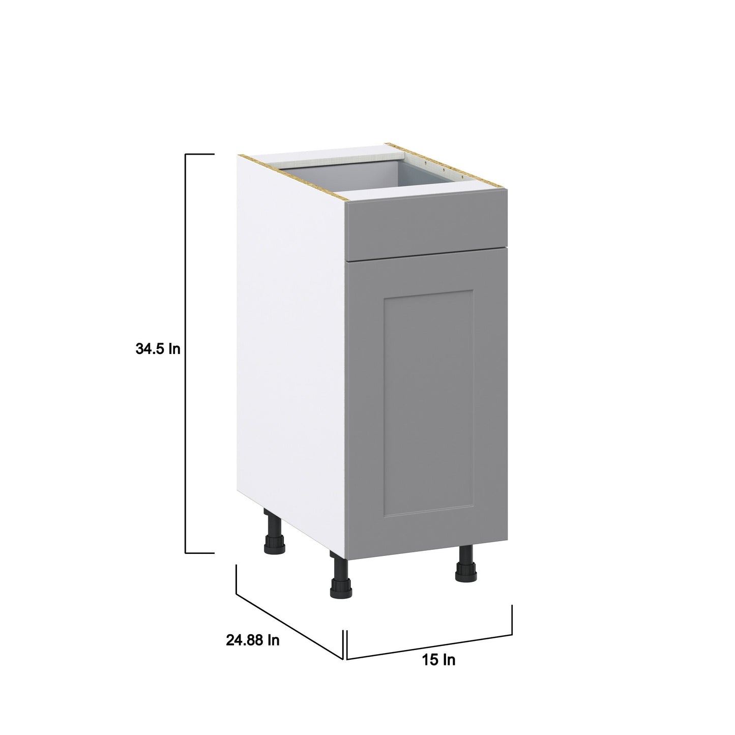 Hugo&Borg Beaumont 15-in W x 34.5-in H x 25-in D Slate Gray 1-Drawer Pull-out Cabinet Base Fully Assembled Cabinet (Recessed Panel Style)