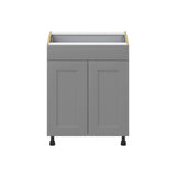 Hugo&Borg 27-in W x 34.5-in H x 24-in D Slate Gray 1-Drawer Base Fully Assembled Cabinet (Recessed Panel Shaker Style)