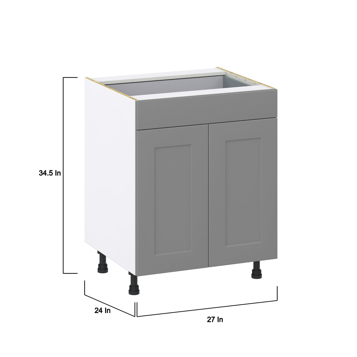 Hugo&Borg 27-in W x 34.5-in H x 24-in D Slate Gray 1-Drawer Base Fully Assembled Cabinet (Recessed Panel Shaker Style)