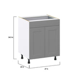 Hugo&Borg 27-in W x 34.5-in H x 24-in D Slate Gray 1-Drawer Base Fully Assembled Cabinet (Recessed Panel Shaker Style)