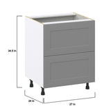 Hugo&Borg Beaumont 27-in W x 34.5-in H x 24-in D Slate Gray 2-Drawer Base Fully Assembled Cabinet (Recessed Panel Style)
