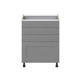 Hugo&Borg Beaumont 27-in W x 34.5-in H x 24-in D Slate Gray 4-Drawer Base Fully Assembled Cabinet (Recessed Panel Style)