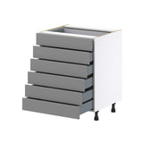 Hugo&Borg Beaumont 27-in W x 34.5-in H x 24-in D Slate Gray 6-Drawer Base Fully Assembled Cabinet (Recessed Panel Style)