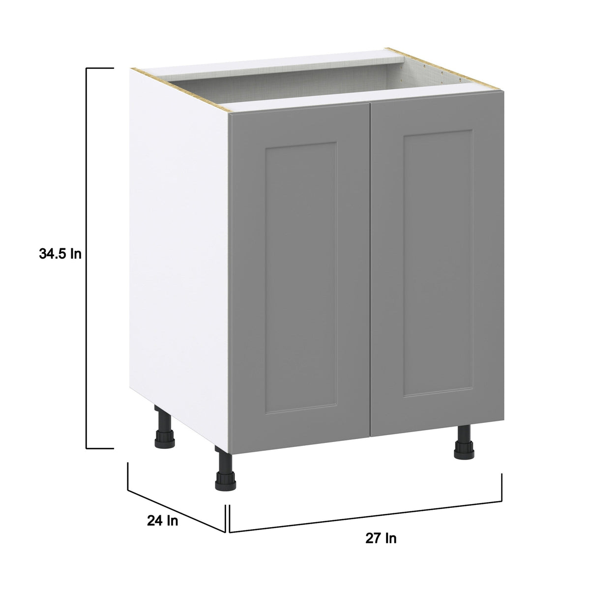 Hugo&Borg 27-in W x 34.5-in H x 24-in D Slate Gray Sink Base Fully Assembled Cabinet (Recessed Panel Shaker Style)