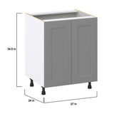 Hugo&Borg 27-in W x 34.5-in H x 24-in D Slate Gray Sink Base Fully Assembled Cabinet (Recessed Panel Shaker Style)
