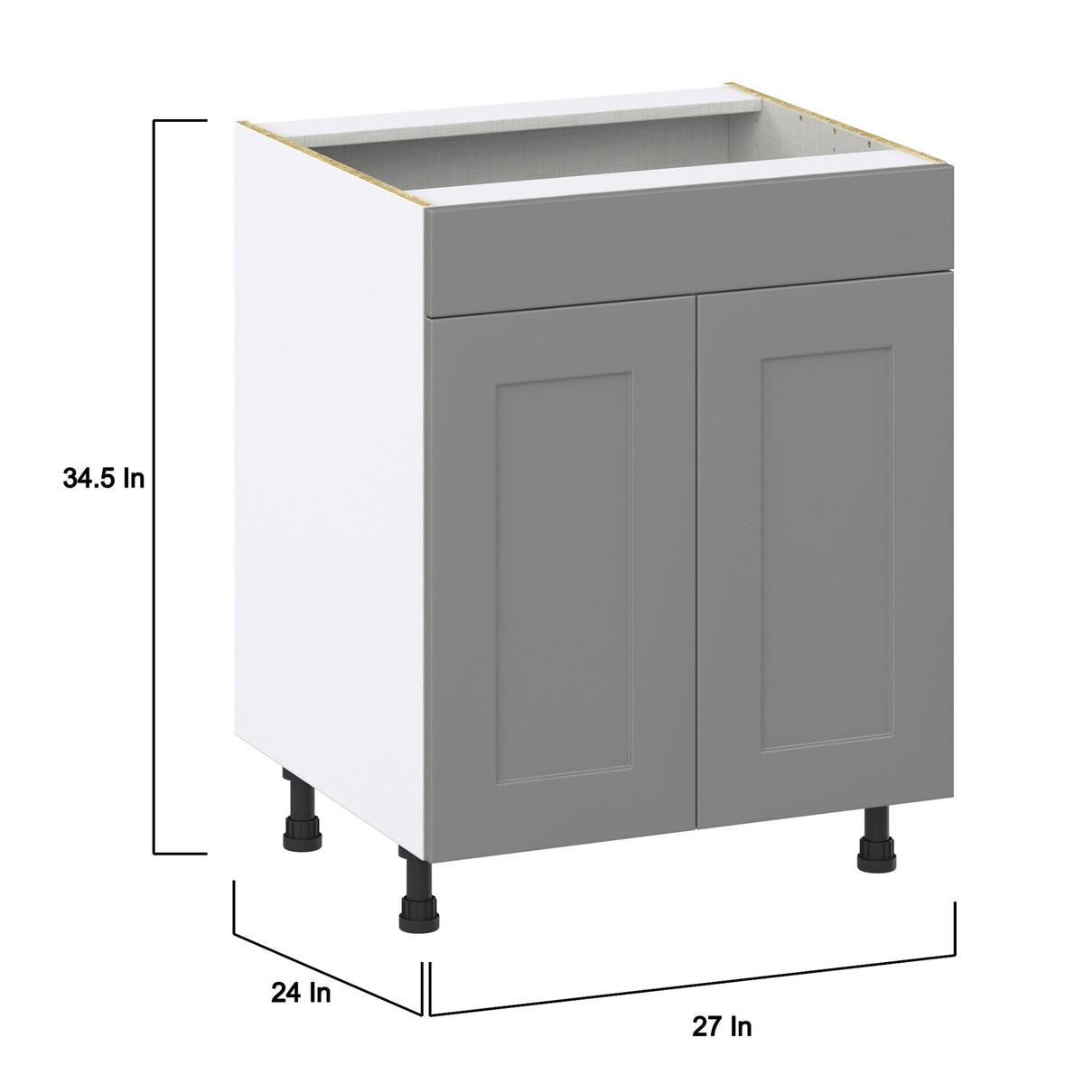 Hugo&Borg Beaumont 27-in W x 34.5-in H x 24-in D Slate Gray Sink Base Fully Assembled Cabinet (Recessed Panel Shaker Style)