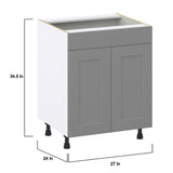 Hugo&Borg Beaumont 27-in W x 34.5-in H x 24-in D Slate Gray Sink Base Fully Assembled Cabinet (Recessed Panel Shaker Style)