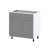 Hugo&Borg Beaumont 33-in W x 34.5-in H x 24-in D Slate Gray 1-Drawer Base Fully Assembled Cabinet (Recessed Panel Shaker Style)
