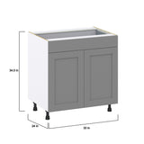 Hugo&Borg Beaumont 33-in W x 34.5-in H x 24-in D Slate Gray 1-Drawer Base Fully Assembled Cabinet (Recessed Panel Shaker Style)