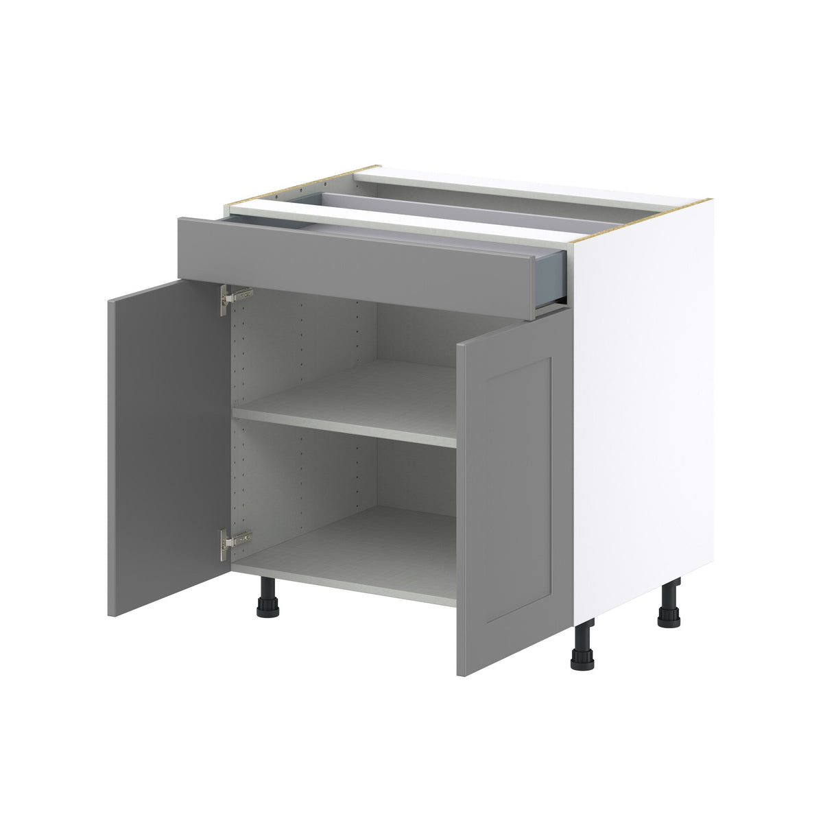 Hugo&Borg Beaumont 33-in W x 34.5-in H x 24-in D Slate Gray 1-Drawer Base Fully Assembled Cabinet (Recessed Panel Shaker Style)