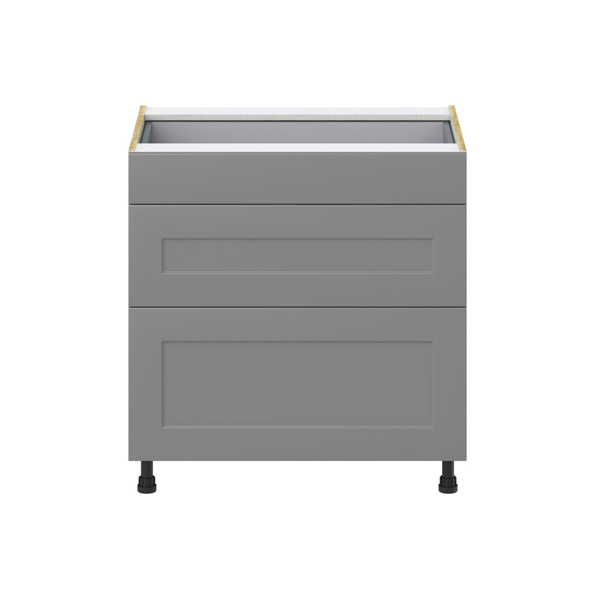 Hugo&Borg Beaumont 33-in W x 34.5-in H x 24-in D Slate Gray 3-Drawer Base Fully Assembled Cabinet (Recessed Panel Style)