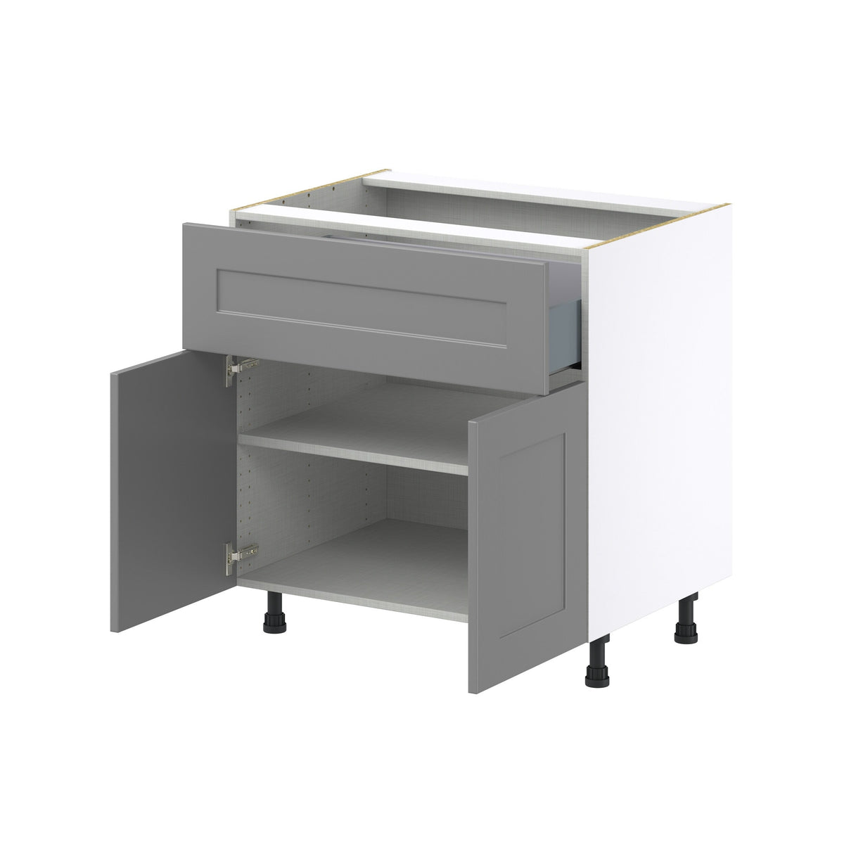 Hugo&Borg Beaumont 33-in W x 34.5-in H x 25-in D Slate Gray 1-Drawer Base Fully Assembled Cabinet (Recessed Panel Shaker Style)