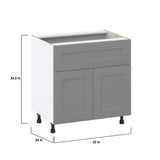 Hugo&Borg Beaumont 33-in W x 34.5-in H x 25-in D Slate Gray 1-Drawer Base Fully Assembled Cabinet (Recessed Panel Shaker Style)