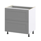 Hugo&Borg Beaumont 33-in W x 34.5-in H x 24-in D Slate Gray 2-Drawer Base Fully Assembled Cabinet (Recessed Panel Style)