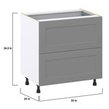 Hugo&Borg Beaumont 33-in W x 34.5-in H x 24-in D Slate Gray 3-Drawer Base Fully Assembled Cabinet (Recessed Panel Style)