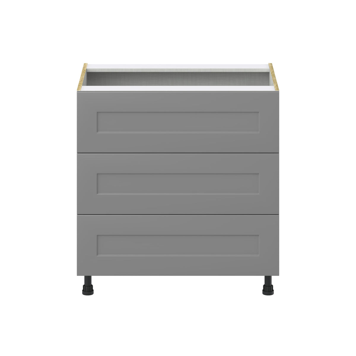 Hugo&Borg 33-in W x 34.5-in H x 24-in D Slate Gray 3-Drawer Base Fully Assembled Cabinet (Recessed Panel Style)