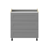 Hugo&Borg 33-in W x 34.5-in H x 24-in D Slate Gray 3-Drawer Base Fully Assembled Cabinet (Recessed Panel Style)