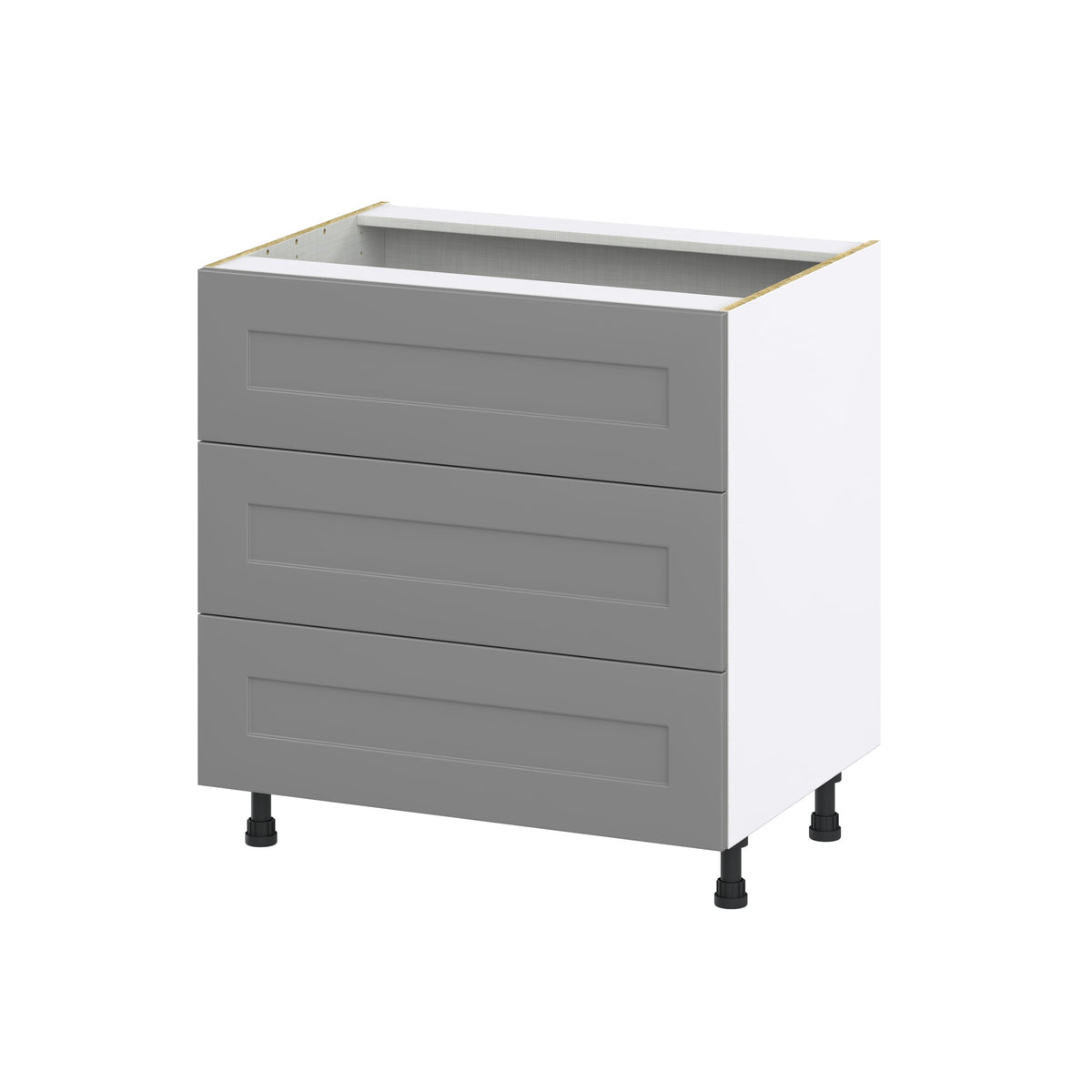 Hugo&Borg 33-in W x 34.5-in H x 24-in D Slate Gray 3-Drawer Base Fully Assembled Cabinet (Recessed Panel Style)