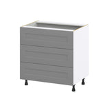 Hugo&Borg 33-in W x 34.5-in H x 24-in D Slate Gray 3-Drawer Base Fully Assembled Cabinet (Recessed Panel Style)