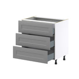 Hugo&Borg 33-in W x 34.5-in H x 24-in D Slate Gray 3-Drawer Base Fully Assembled Cabinet (Recessed Panel Style)