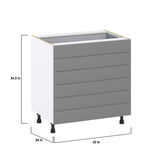 Hugo&Borg Beaumont 33-in W x 34.5-in H x 24-in D Slate Gray 6-Drawer Base Fully Assembled Cabinet (Recessed Panel Style)