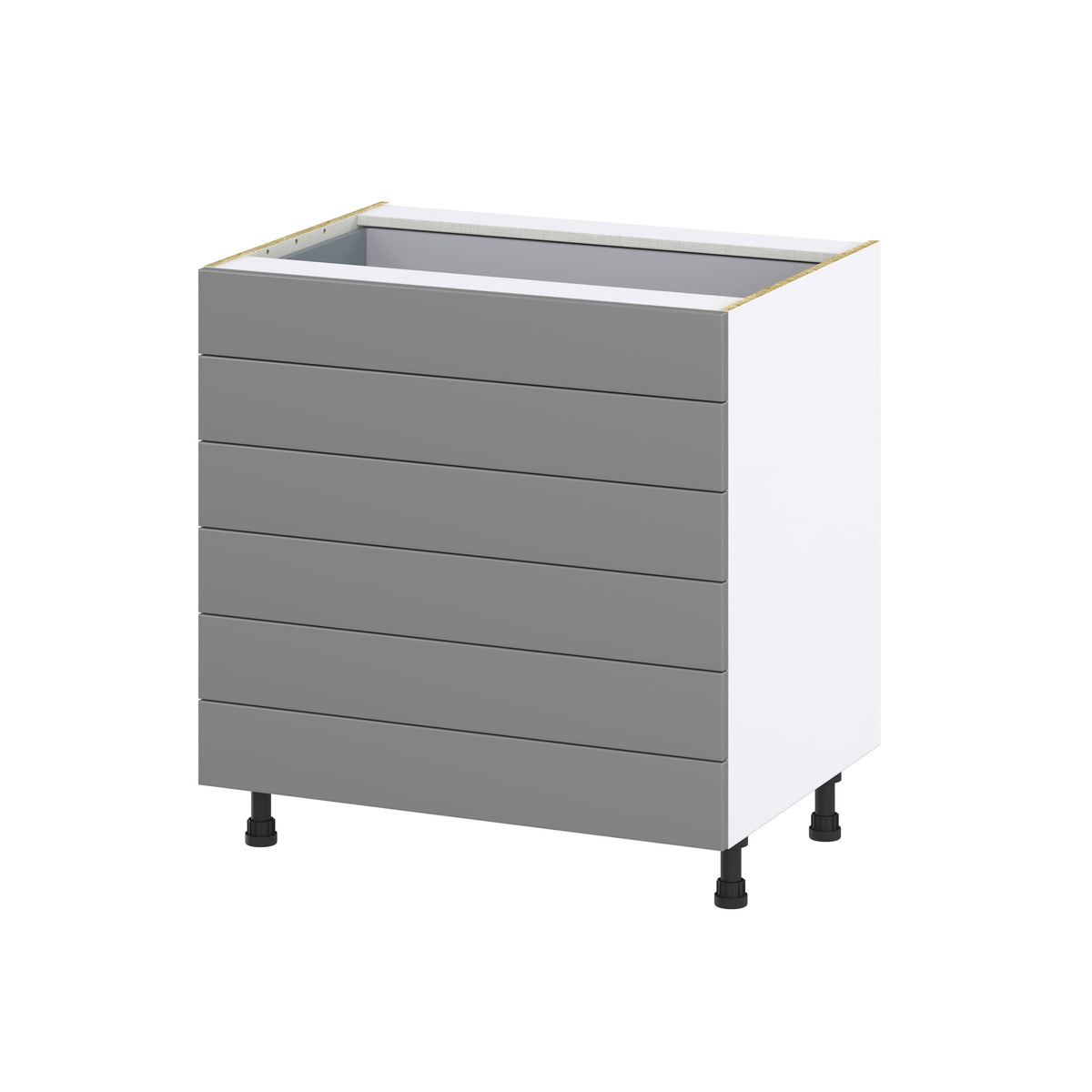Hugo&Borg Beaumont 33-in W x 34.5-in H x 24-in D Slate Gray 6-Drawer Base Fully Assembled Cabinet (Recessed Panel Style)
