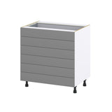 Hugo&Borg Beaumont 33-in W x 34.5-in H x 24-in D Slate Gray 6-Drawer Base Fully Assembled Cabinet (Recessed Panel Style)