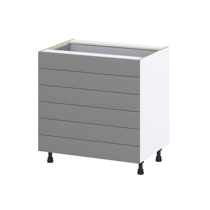 Hugo&Borg Beaumont 33-in W x 34.5-in H x 24-in D Slate Gray 6-Drawer Base Fully Assembled Cabinet (Recessed Panel Style)