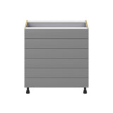 Hugo&Borg Beaumont 33-in W x 34.5-in H x 24-in D Slate Gray 6-Drawer Base Fully Assembled Cabinet (Recessed Panel Style)