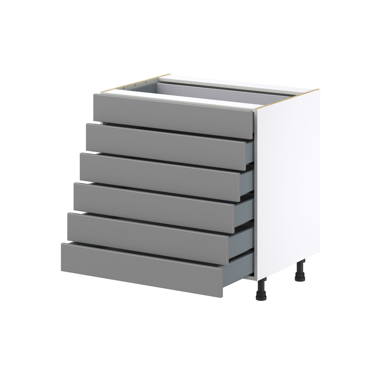 Hugo&Borg Beaumont 33-in W x 34.5-in H x 24-in D Slate Gray 6-Drawer Base Fully Assembled Cabinet (Recessed Panel Style)