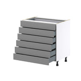 Hugo&Borg Beaumont 33-in W x 34.5-in H x 24-in D Slate Gray 6-Drawer Base Fully Assembled Cabinet (Recessed Panel Style)