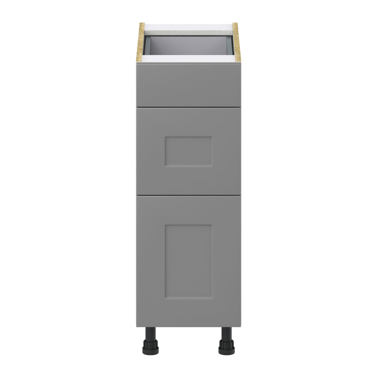 Hugo&Borg Beaumont 12-in W x 34.5-in H x 24-in D Slate Gray 3-Drawer Base Fully Assembled Cabinet (Recessed Panel Style)