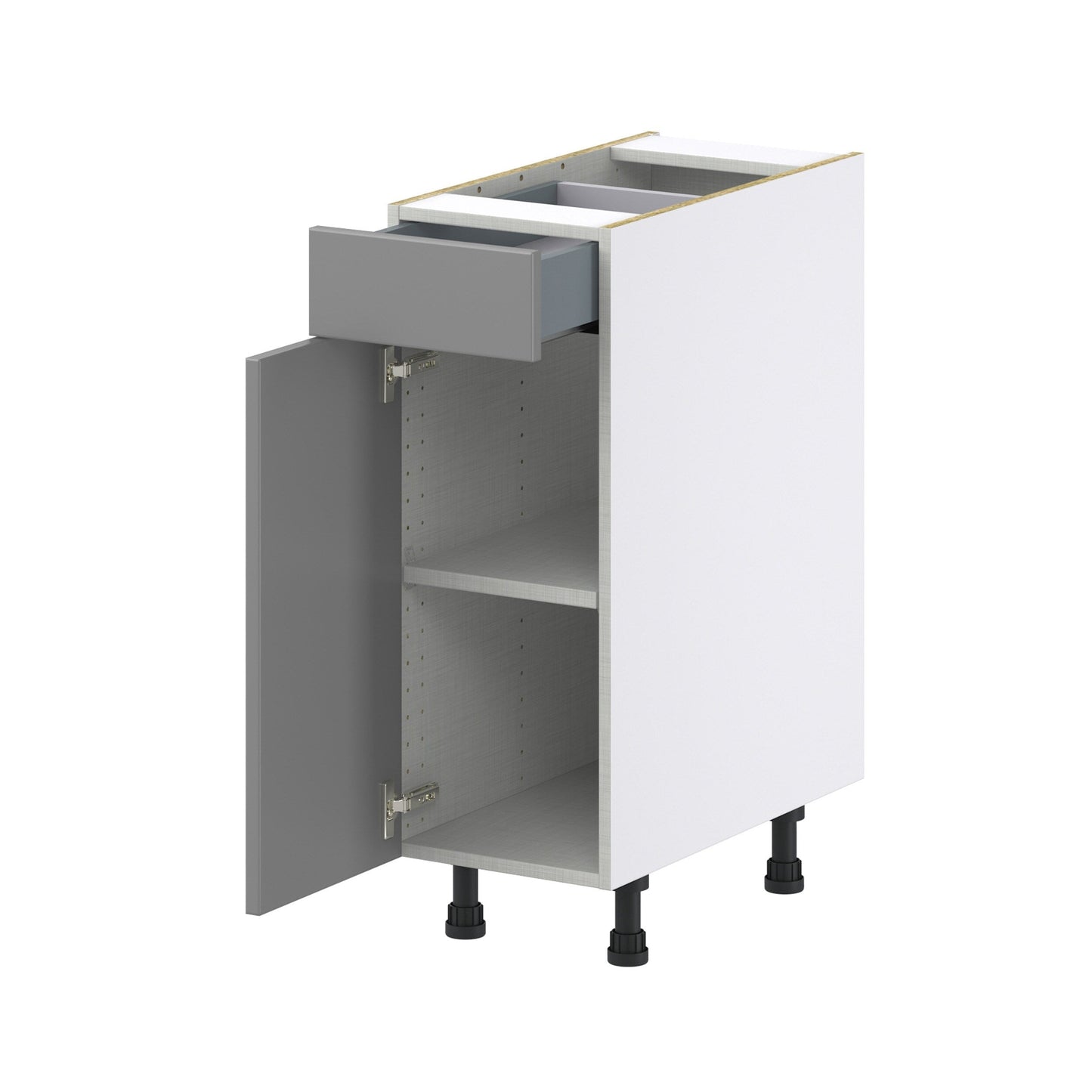 Hugo&Borg Beaumont 12-in W x 34.5-in H x 24-in D Slate Gray 1-Drawer Base Fully Assembled Cabinet (Recessed Panel Shaker Style)