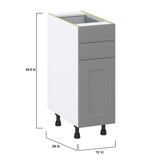 Hugo&Borg 12-in W x 34.5-in H x 24-in D Slate Gray 2-Drawers Base Fully Assembled Cabinet (Recessed Panel Shaker Style)