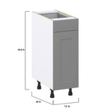Hugo&Borg Beaumont 12-in W x 34.5-in H x 24-in D Slate Gray 1-Drawer Base Fully Assembled Cabinet (Recessed Panel Shaker Style)
