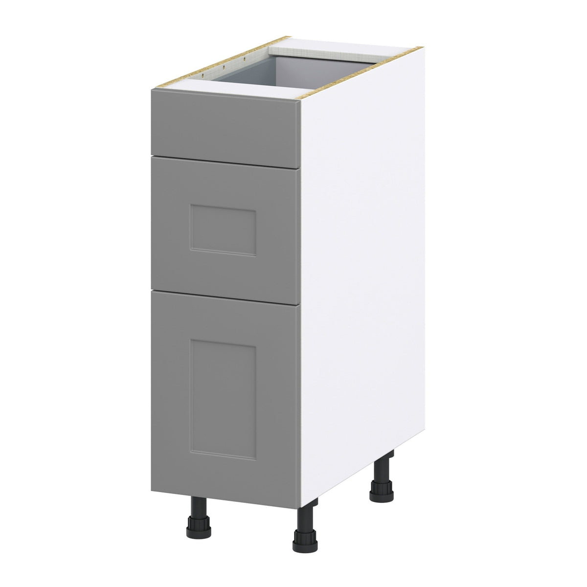 Hugo&Borg Beaumont 12-in W x 34.5-in H x 24-in D Slate Gray 3-Drawer Base Fully Assembled Cabinet (Recessed Panel Style)