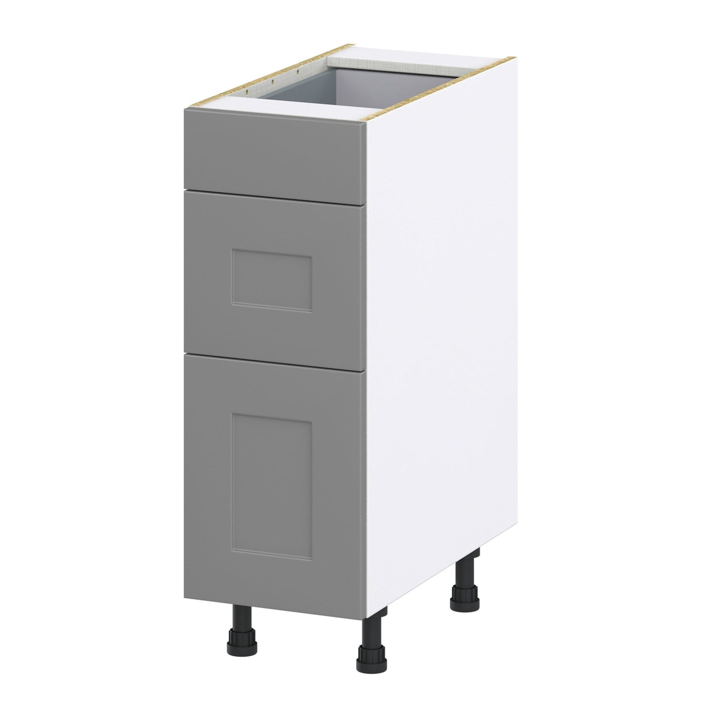 Hugo&Borg Beaumont 12-in W x 34.5-in H x 24-in D Slate Gray 3-Drawer Base Fully Assembled Cabinet (Recessed Panel Style)