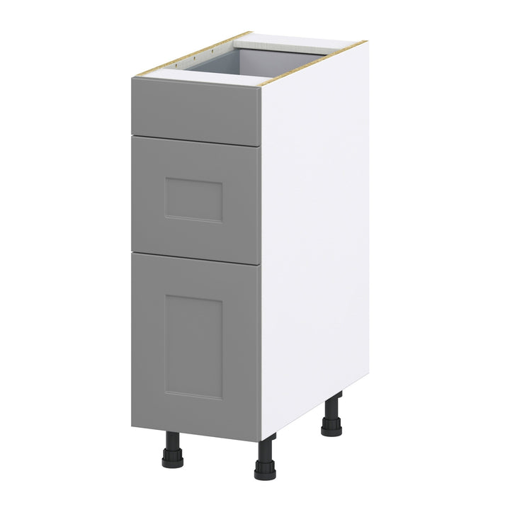 Hugo&Borg Beaumont 12-in W x 34.5-in H x 24-in D Slate Gray 3-Drawer Base Fully Assembled Cabinet (Recessed Panel Style)