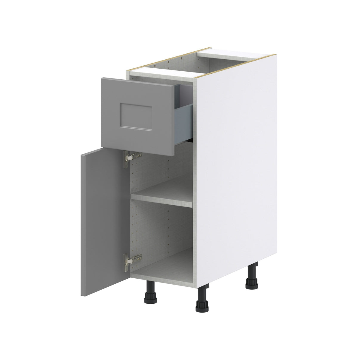 Hugo&Borg Beaumont 12-in W x 34.5-in H x 25-in D Slate Gray 1-Drawer Base Fully Assembled Cabinet (Recessed Panel Shaker Style)