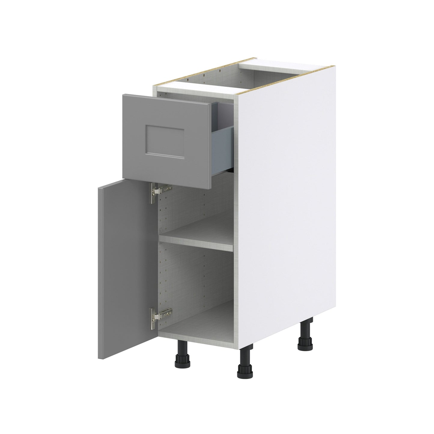 Hugo&Borg Beaumont 12-in W x 34.5-in H x 25-in D Slate Gray 1-Drawer Base Fully Assembled Cabinet (Recessed Panel Shaker Style)