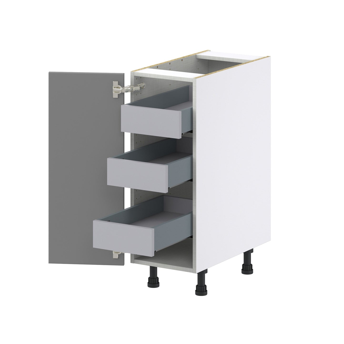 Hugo&Borg Beaumont 12-in W x 34.5-in H x 24-in D Slate Gray 3-Drawers Base Fully Assembled Cabinet (Recessed Panel Shaker Style)