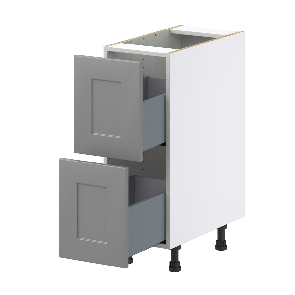 Hugo&Borg Beaumont 12-in W x 34.5-in H x 24-in D Slate Gray 2-Drawer Base Fully Assembled Cabinet (Recessed Panel Style)