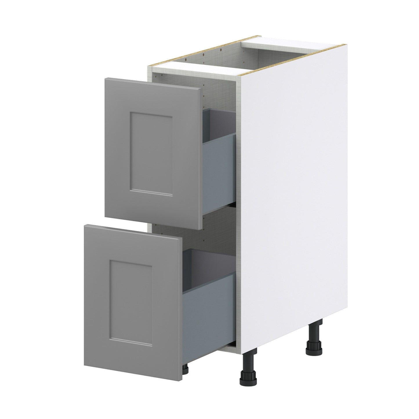 Hugo&Borg Beaumont 12-in W x 34.5-in H x 24-in D Slate Gray 2-Drawer Base Fully Assembled Cabinet (Recessed Panel Style)