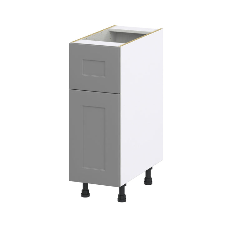 Hugo&Borg Beaumont 12-in W x 34.5-in H x 25-in D Slate Gray 1-Drawer Base Fully Assembled Cabinet (Recessed Panel Shaker Style)